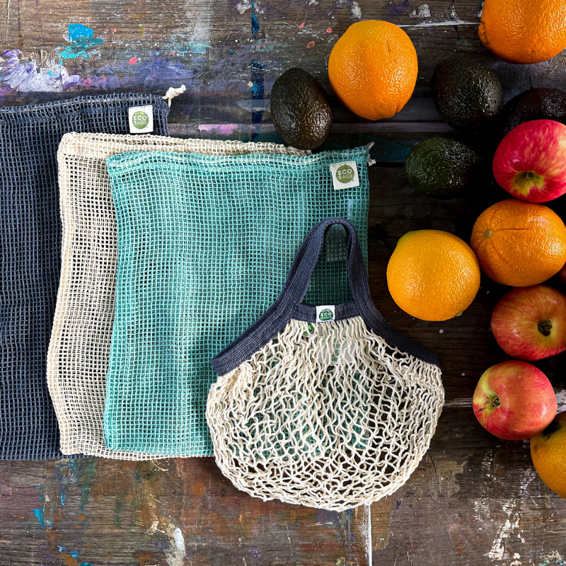ECOBAGS Organic Mesh Produce Bag / Sack - Large Storm Blue