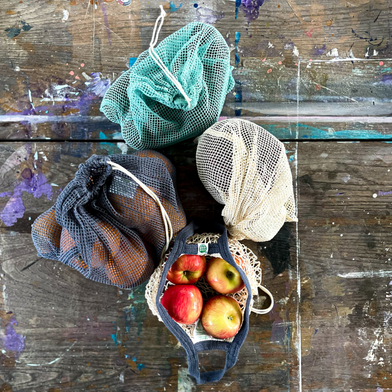 ECOBAGS Organic Mesh Produce Bag / Sack - Large Storm Blue